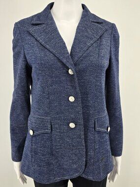Vintage 1970s Marty Gutmacher Heather Blue Three-Button Blazer Jacket (S)